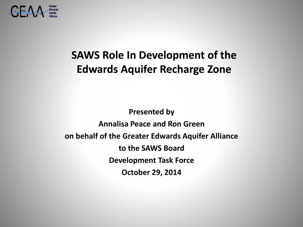 SAWS Role In Development of the Edwards Aquifer Recharge Zone