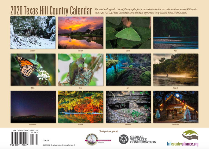 2020 Texas Hill Country Calendar to Hill Country Alliance