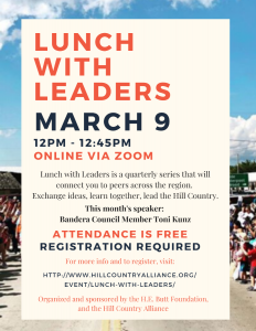 Lunch with Leaders Flyer - March 9 from 12-12:45 PM